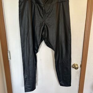 Lane Bryant plus size photo black leather pull on stretch pants